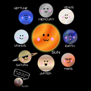Cute Solar system t-shirt including Pluto  - Mens Basic Tee Design