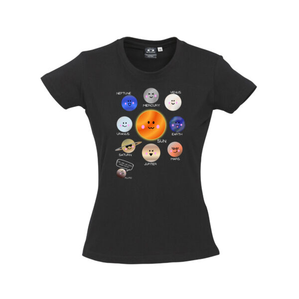Cute Solar system t-shirt including Pluto  - Ladies Ice Tee Thumbnail